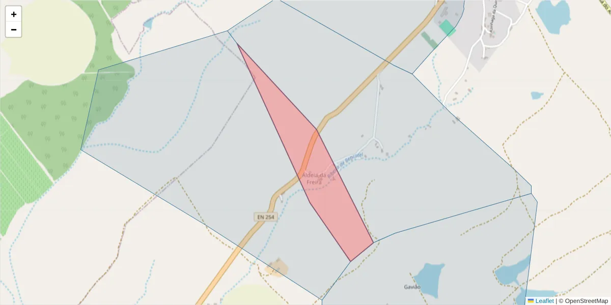 Mapa detalhado do código postal 7160-024 com limites, códigos postais vizinhos e agências dos correios