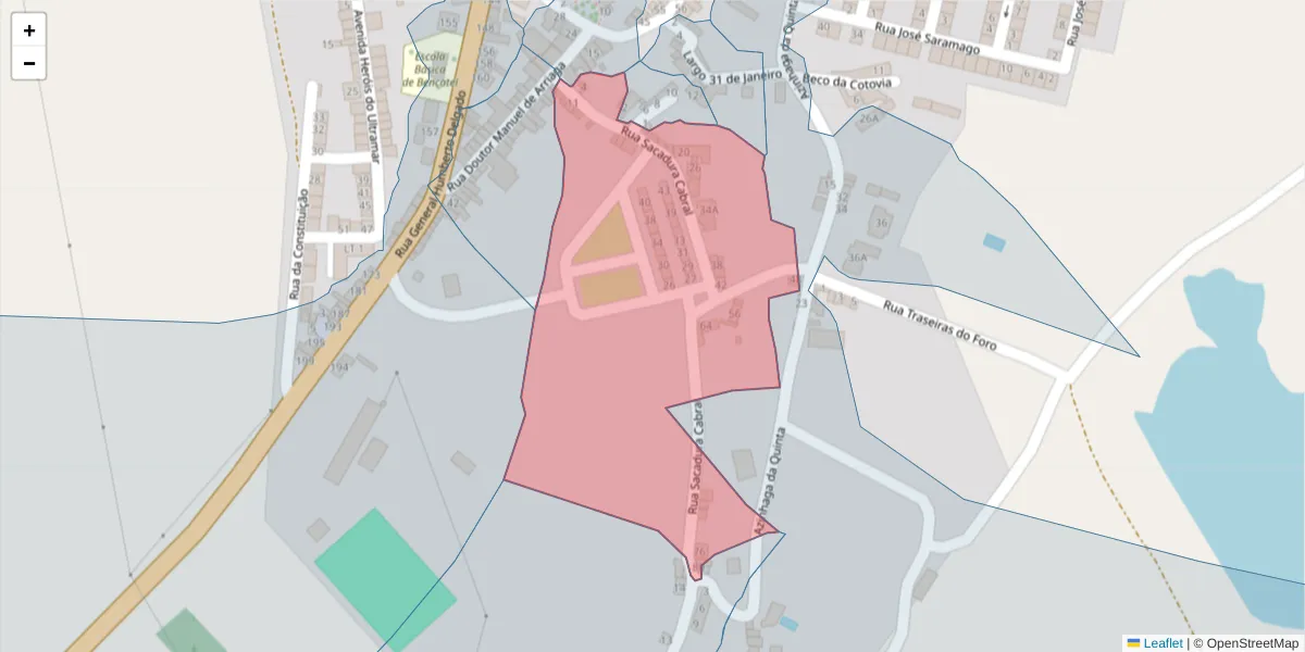 Mapa detalhado do código postal 7160-051 com limites, códigos postais vizinhos e agências dos correios