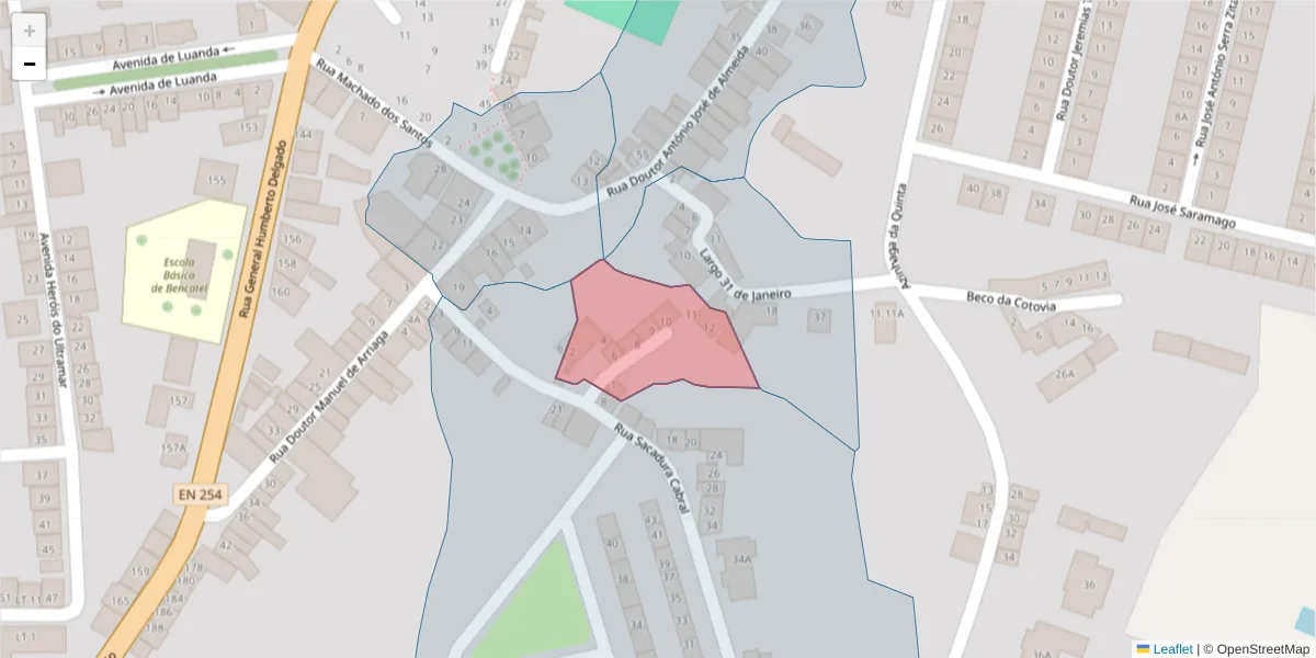 Mapa detalhado do código postal 7160-066 com limites, códigos postais vizinhos e agências dos correios