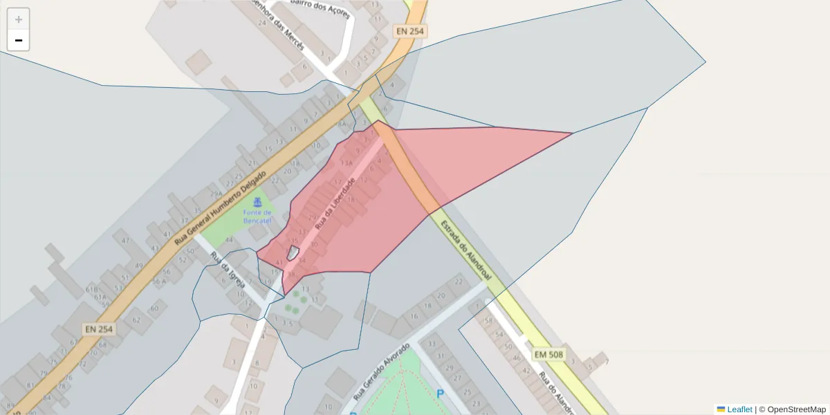 Mapa detalhado do código postal 7160-071 com limites, códigos postais vizinhos e agências dos correios