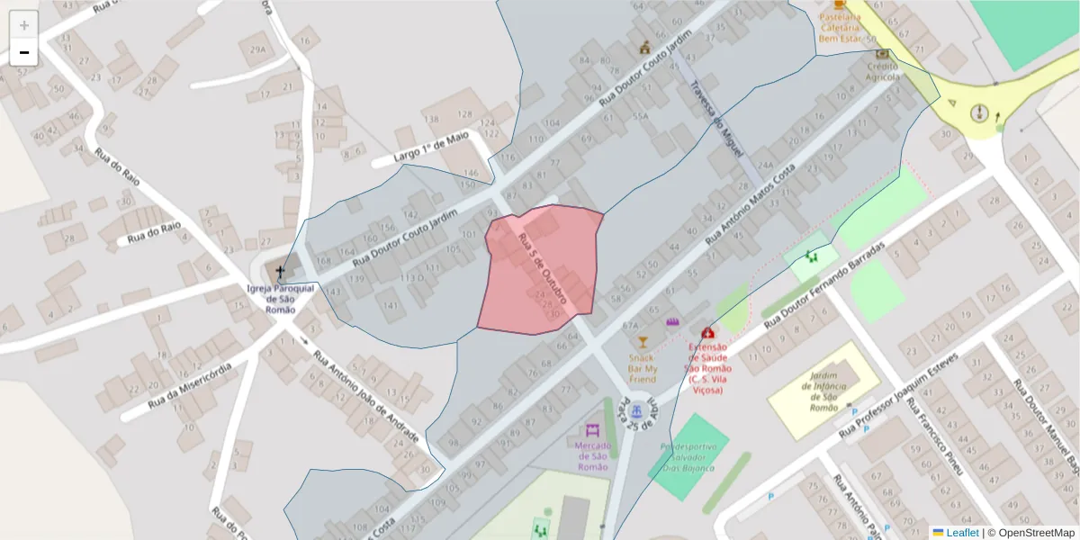 Mapa detalhado do código postal 7160-127 com limites, códigos postais vizinhos e agências dos correios