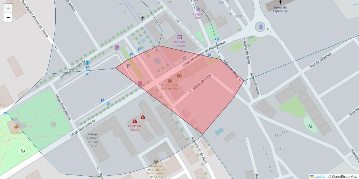 Mapa detalhado do código postal 7160-254 com limites, códigos postais vizinhos e agências dos correios