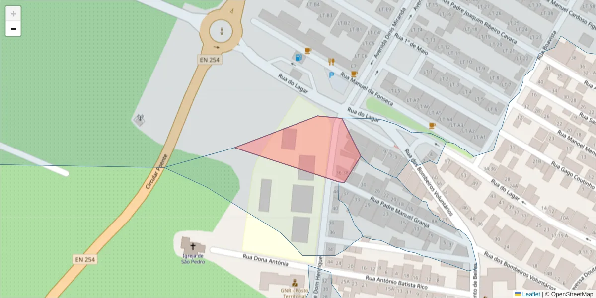 Mapa detalhado do código postal 7170-006;7170-069 com limites, códigos postais vizinhos e agências dos correios
