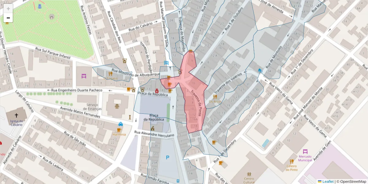Mapa detalhado do código postal 7170-018 com limites, códigos postais vizinhos e agências dos correios