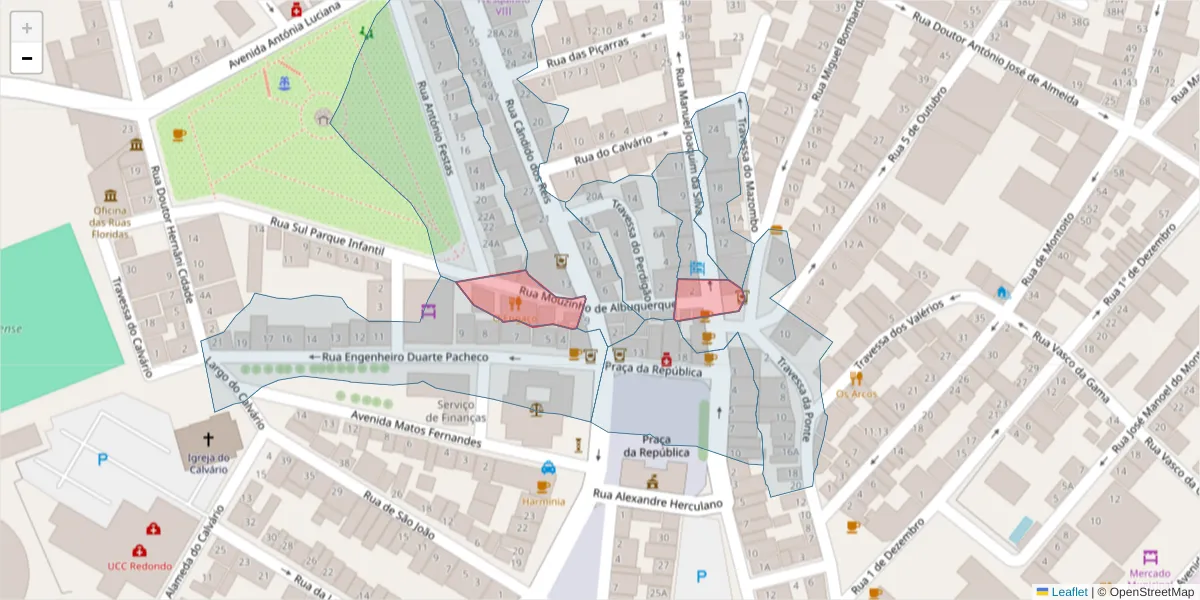 Mapa detalhado do código postal 7170-019 com limites, códigos postais vizinhos e agências dos correios