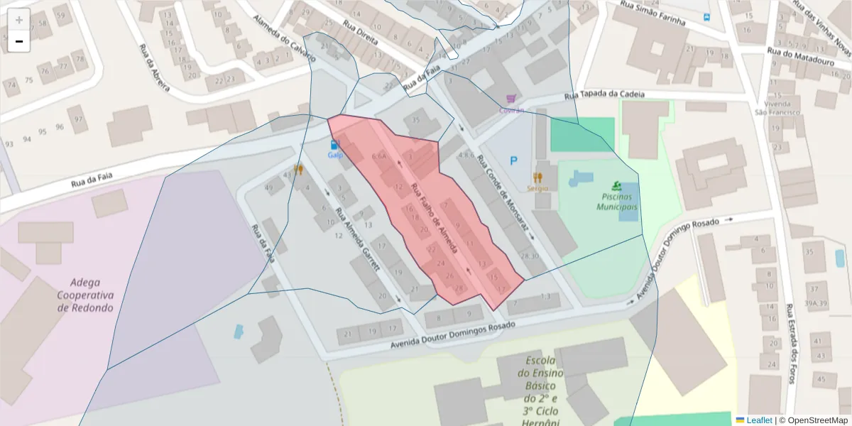 Mapa detalhado do código postal 7170-031 com limites, códigos postais vizinhos e agências dos correios