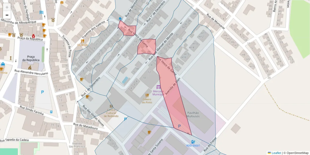 Mapa detalhado do código postal 7170-041 com limites, códigos postais vizinhos e agências dos correios