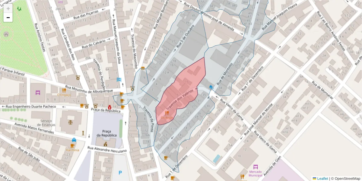 Mapa detalhado do código postal 7170-042 com limites, códigos postais vizinhos e agências dos correios