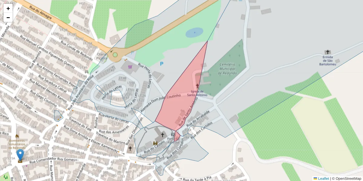 Mapa detalhado do código postal 7170-056 com limites, códigos postais vizinhos e agências dos correios
