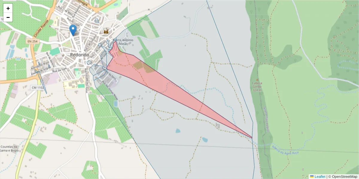 Mapa detalhado do código postal 7170-087 com limites, códigos postais vizinhos e agências dos correios