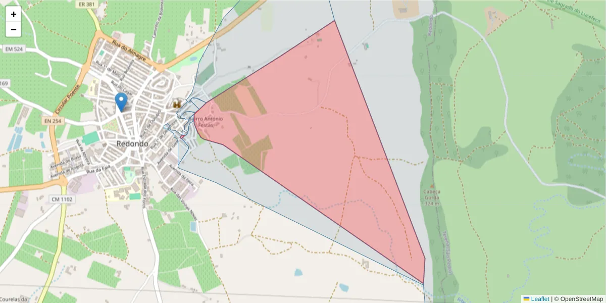 Mapa detalhado do código postal 7170-088 com limites, códigos postais vizinhos e agências dos correios