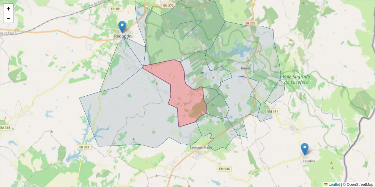 Mapa detalhado do código postal 7200-017 com limites, códigos postais vizinhos e agências dos correios