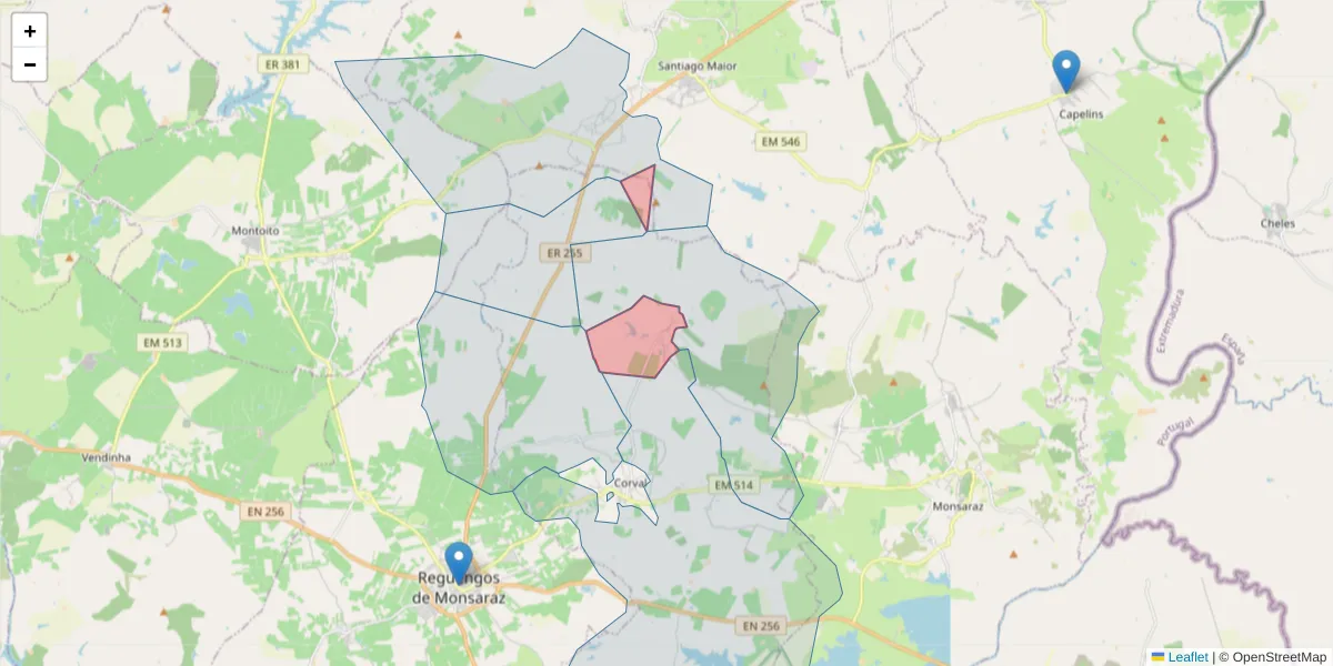 Mapa detalhado do código postal 7200-082 com limites, códigos postais vizinhos e agências dos correios