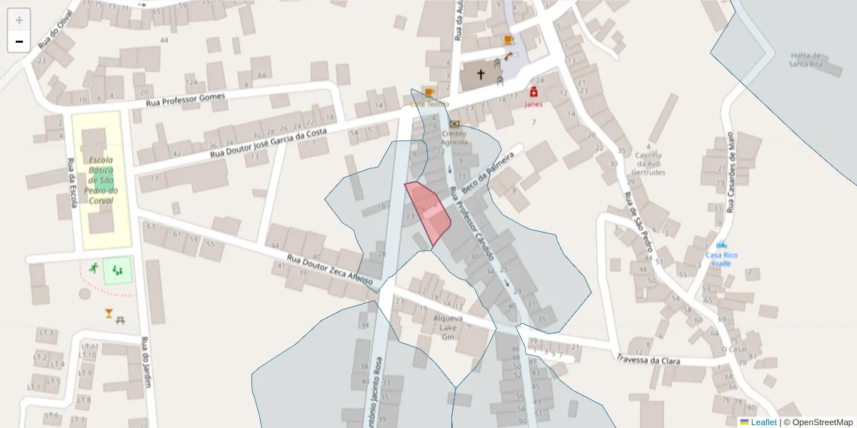 Mapa detalhado do código postal 7200-102 com limites, códigos postais vizinhos e agências dos correios