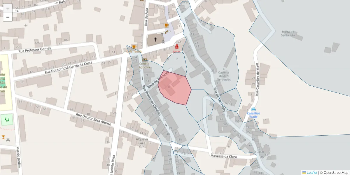 Mapa detalhado do código postal 7200-103 com limites, códigos postais vizinhos e agências dos correios