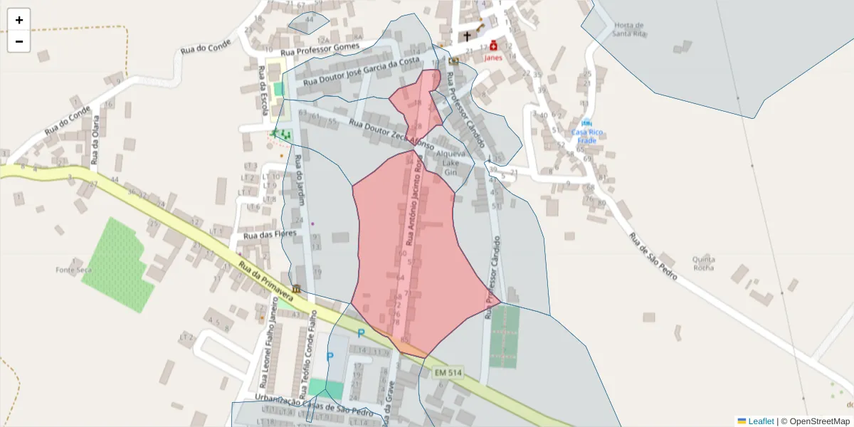 Mapa detalhado do código postal 7200-115 com limites, códigos postais vizinhos e agências dos correios