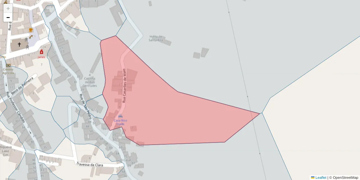 Mapa detalhado do código postal 7200-117 com limites, códigos postais vizinhos e agências dos correios