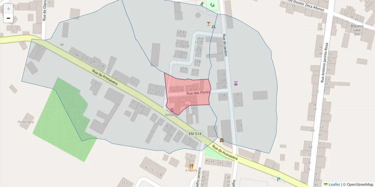 Mapa detalhado do código postal 7200-128 com limites, códigos postais vizinhos e agências dos correios