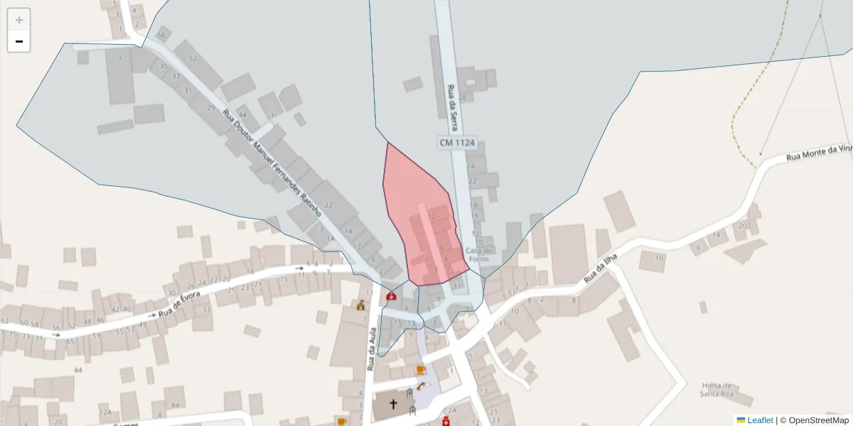 Mapa detalhado do código postal 7200-133 com limites, códigos postais vizinhos e agências dos correios