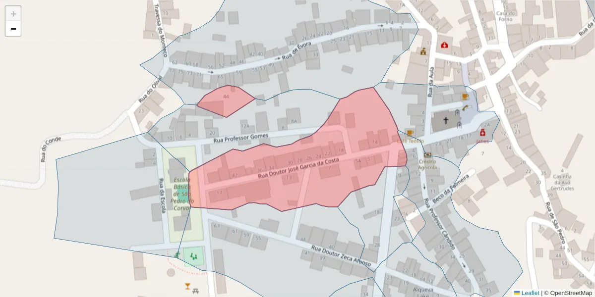 Mapa detalhado do código postal 7200-139 com limites, códigos postais vizinhos e agências dos correios
