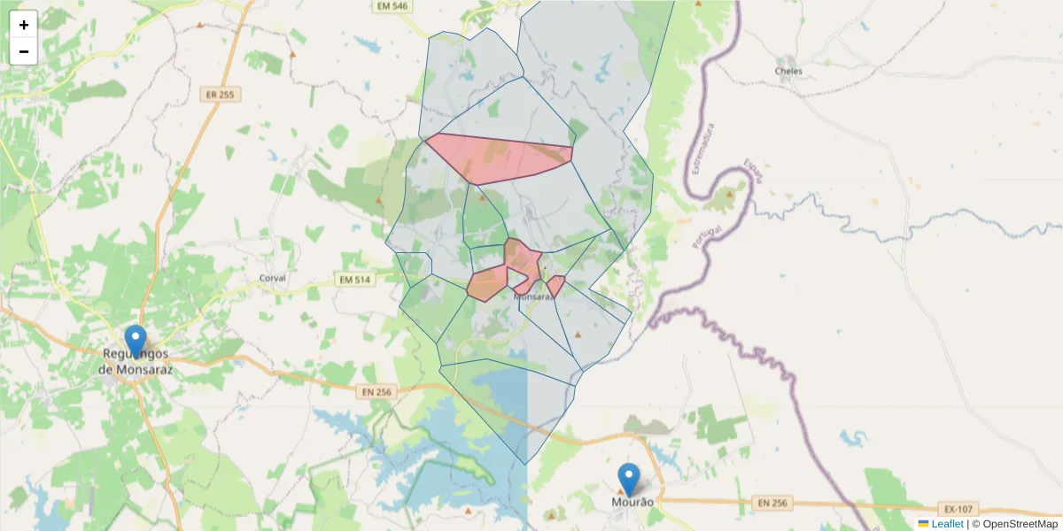 Mapa detalhado do código postal 7200-181 com limites, códigos postais vizinhos e agências dos correios