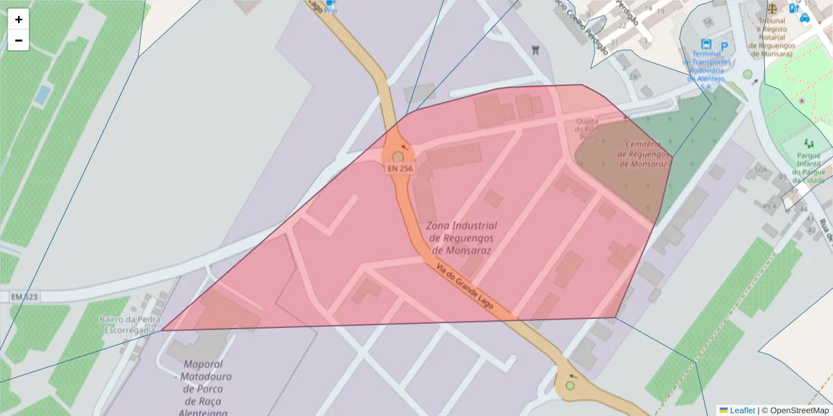 Mapa detalhado do código postal 7200-206 com limites, códigos postais vizinhos e agências dos correios