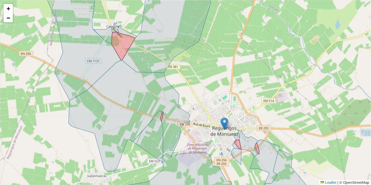 Mapa detalhado do código postal 7200-220 com limites, códigos postais vizinhos e agências dos correios