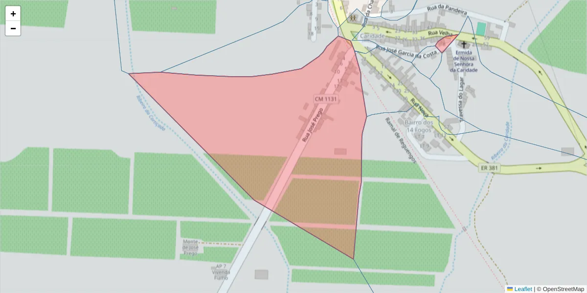 Mapa detalhado do código postal 7200-227 com limites, códigos postais vizinhos e agências dos correios