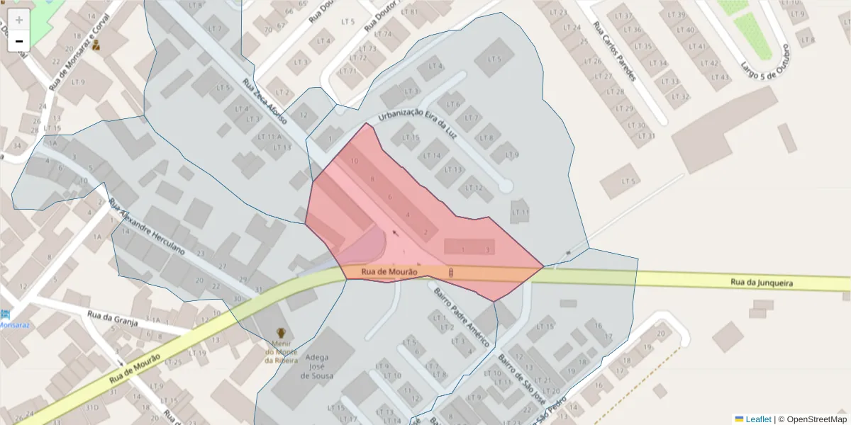 Mapa detalhado do código postal 7200-252 com limites, códigos postais vizinhos e agências dos correios