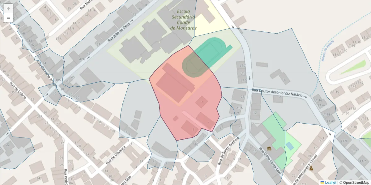 Mapa detalhado do código postal 7200-255 com limites, códigos postais vizinhos e agências dos correios