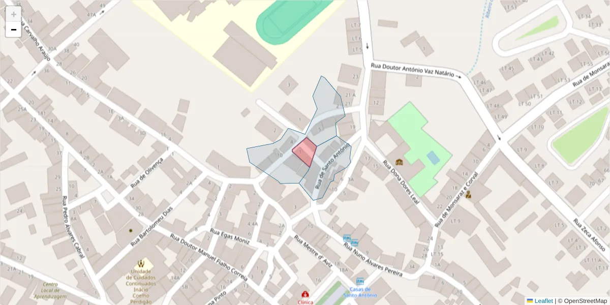 Mapa detalhado do código postal 7200-269 com limites, códigos postais vizinhos e agências dos correios