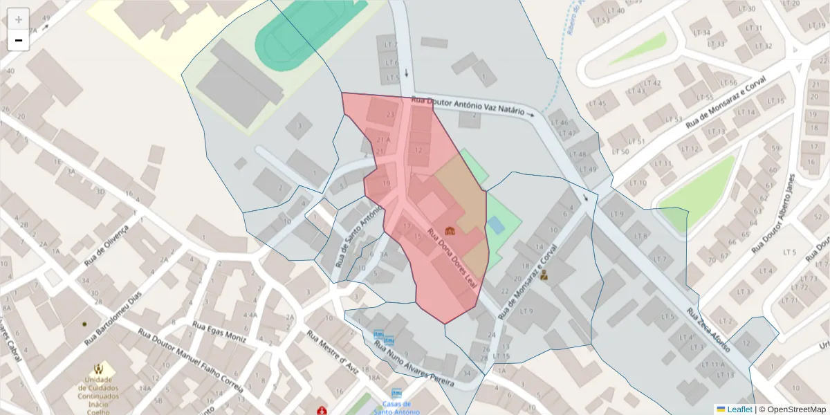 Mapa detalhado do código postal 7200-300 com limites, códigos postais vizinhos e agências dos correios