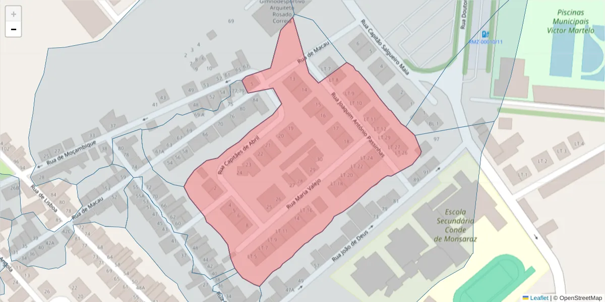 Mapa detalhado do código postal 7200-323 com limites, códigos postais vizinhos e agências dos correios