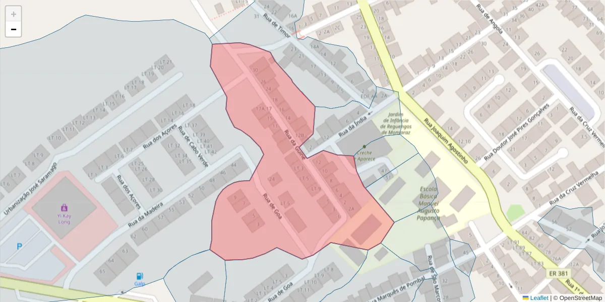 Mapa detalhado do código postal 7200-342 com limites, códigos postais vizinhos e agências dos correios