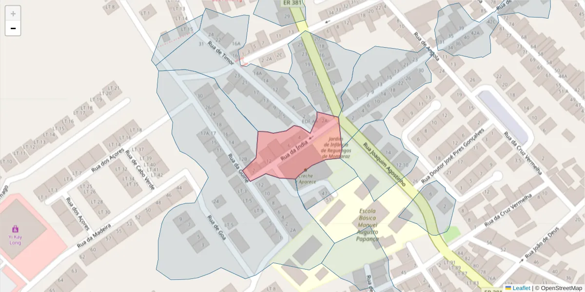 Mapa detalhado do código postal 7200-343 com limites, códigos postais vizinhos e agências dos correios