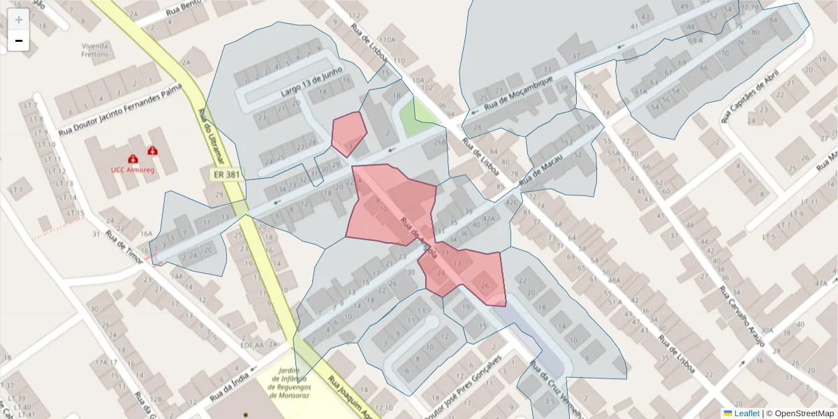Mapa detalhado do código postal 7200-345 com limites, códigos postais vizinhos e agências dos correios