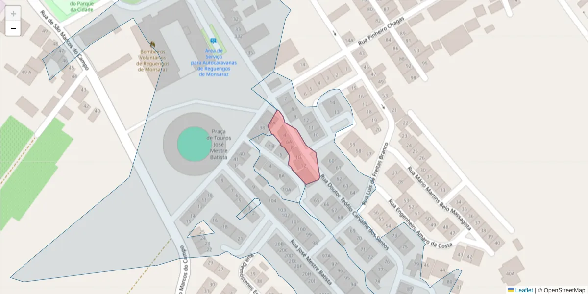 Mapa detalhado do código postal 7200-379 com limites, códigos postais vizinhos e agências dos correios