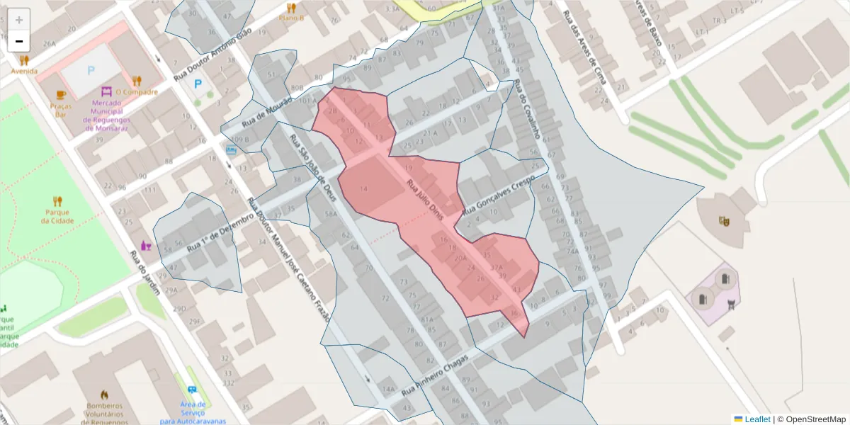 Mapa detalhado do código postal 7200-386 com limites, códigos postais vizinhos e agências dos correios