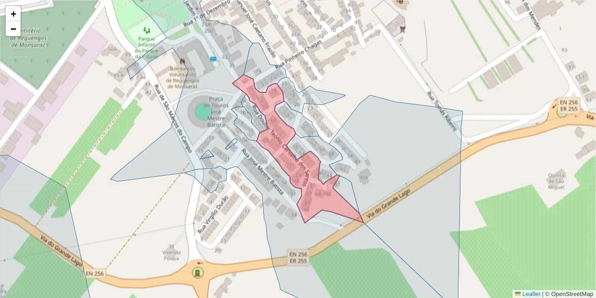 Mapa detalhado do código postal 7200-393 com limites, códigos postais vizinhos e agências dos correios
