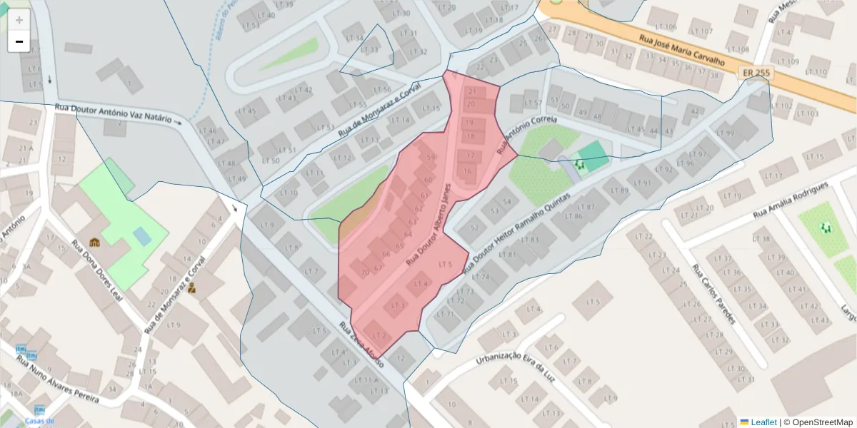 Mapa detalhado do código postal 7200-408 com limites, códigos postais vizinhos e agências dos correios