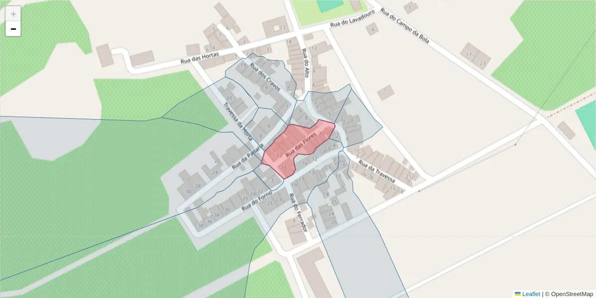 Mapa detalhado do código postal 7200-461 com limites, códigos postais vizinhos e agências dos correios