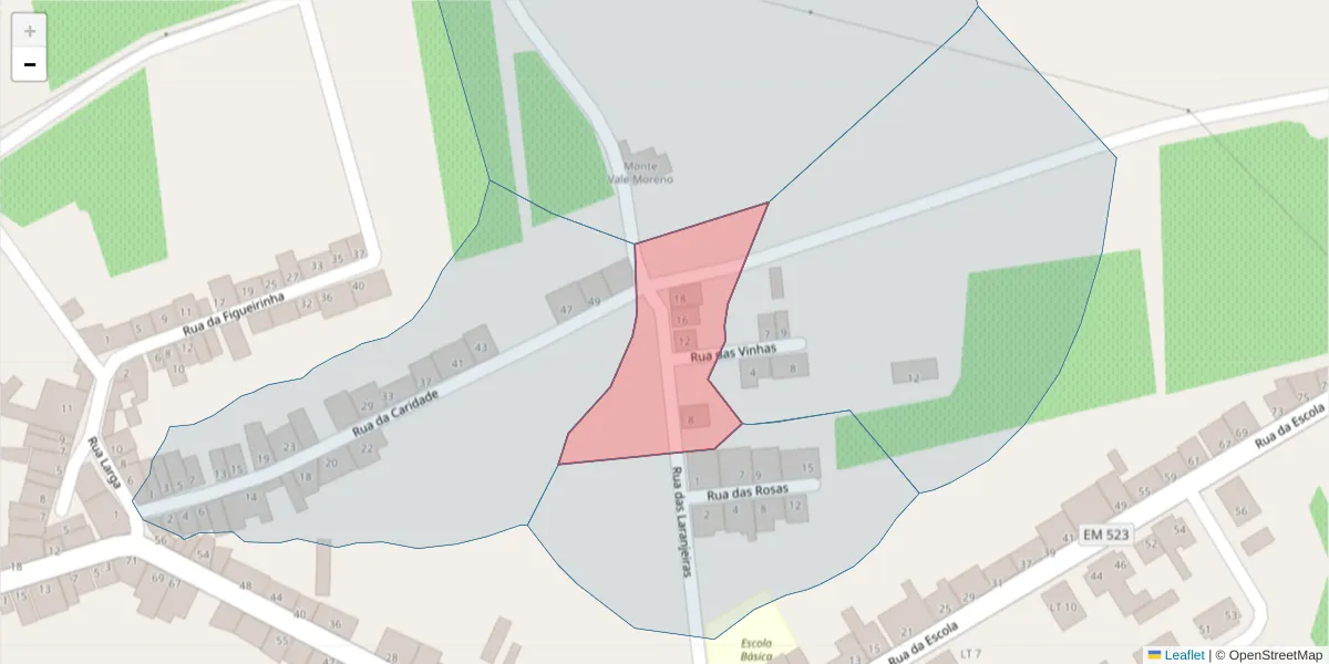 Mapa detalhado do código postal 7200-463 com limites, códigos postais vizinhos e agências dos correios