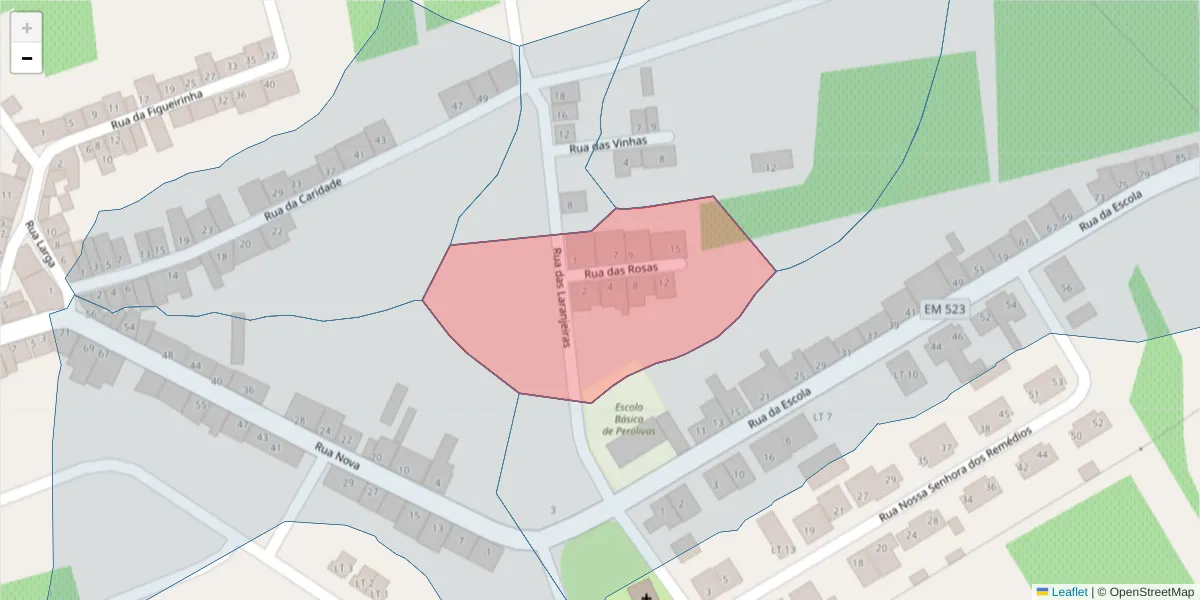Mapa detalhado do código postal 7200-464 com limites, códigos postais vizinhos e agências dos correios