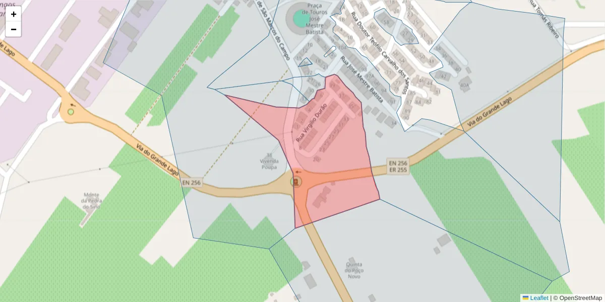 Mapa detalhado do código postal 7200-481 com limites, códigos postais vizinhos e agências dos correios