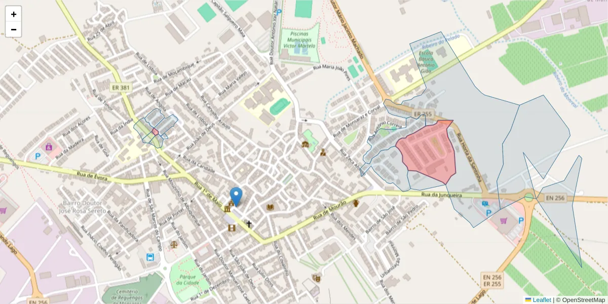 Mapa detalhado do código postal 7200-482 com limites, códigos postais vizinhos e agências dos correios