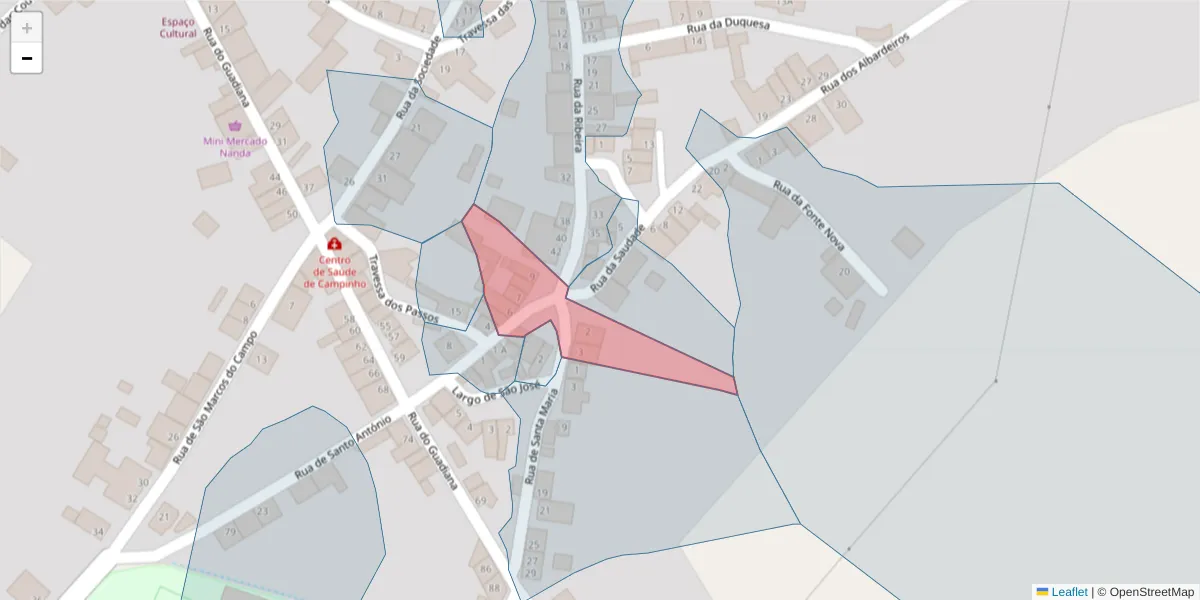Mapa detalhado do código postal 7200-506 com limites, códigos postais vizinhos e agências dos correios