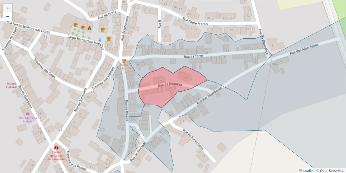 Mapa detalhado do código postal 7200-510 com limites, códigos postais vizinhos e agências dos correios
