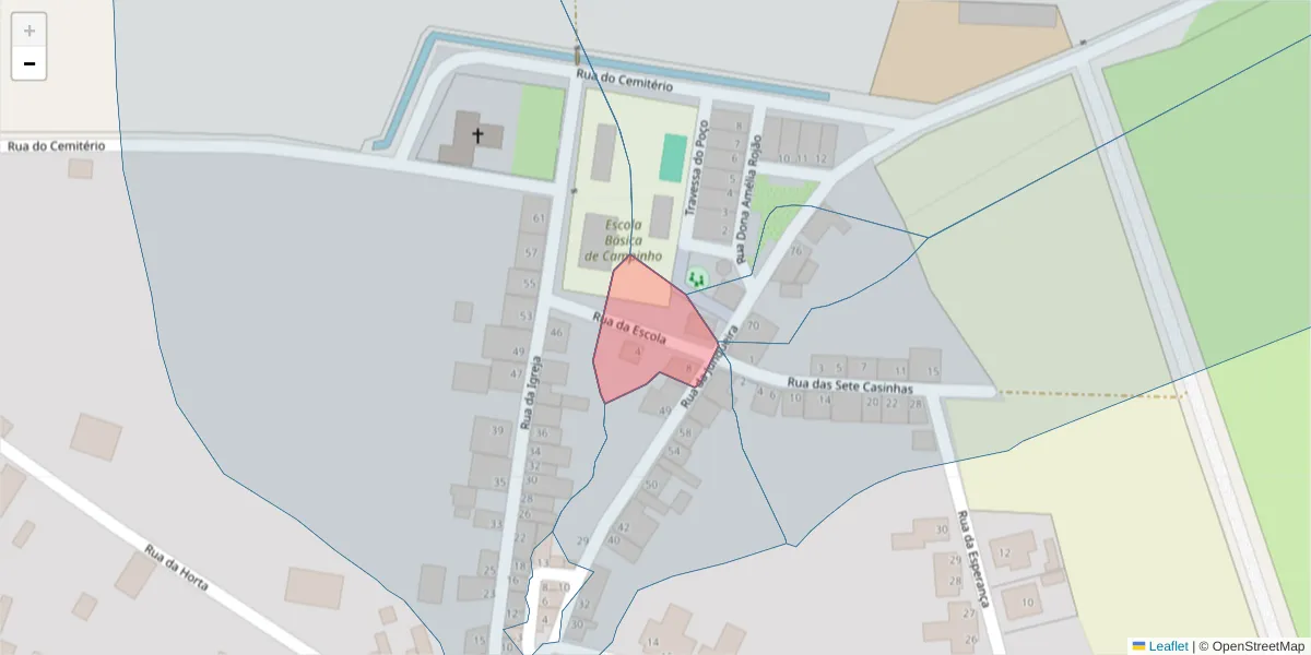 Mapa detalhado do código postal 7200-511 com limites, códigos postais vizinhos e agências dos correios