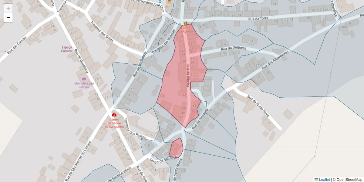 Mapa detalhado do código postal 7200-517 com limites, códigos postais vizinhos e agências dos correios
