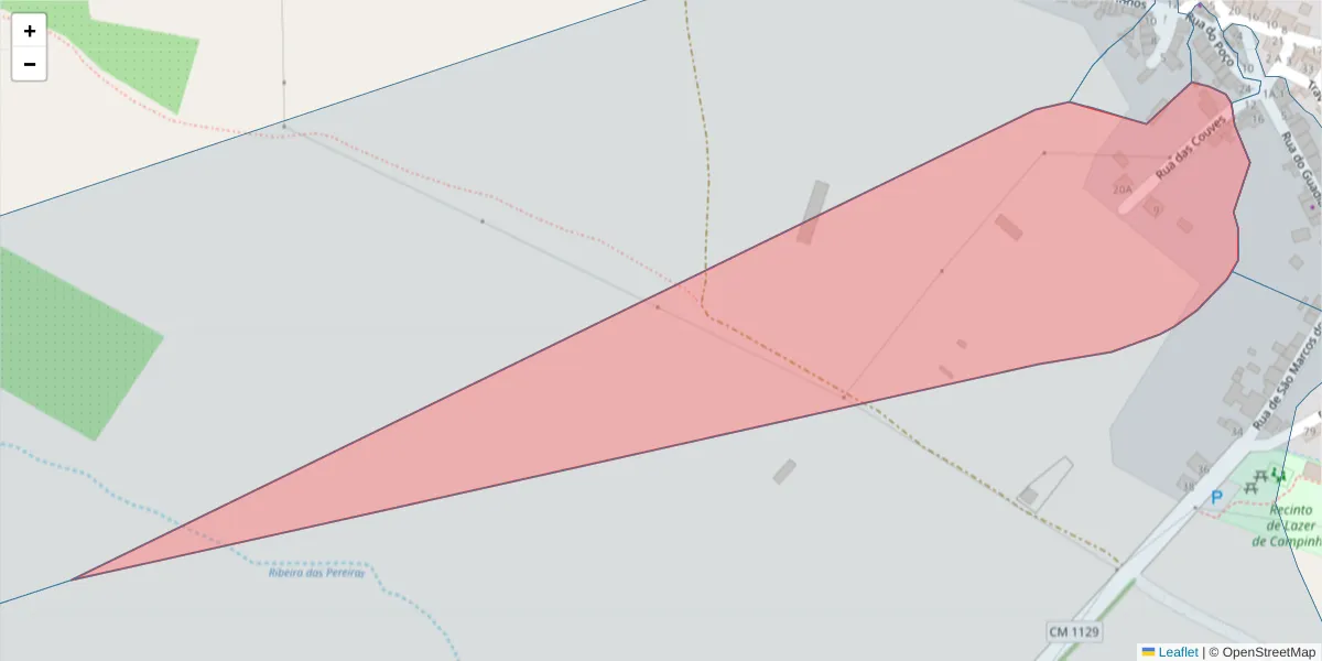 Mapa detalhado do código postal 7200-521 com limites, códigos postais vizinhos e agências dos correios